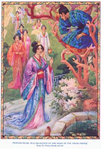 كانت الأميرة لؤلؤة مسرورة بمنظر الأمير الشاب (من الأميرة هينود وإريهي) (الصورة الليثية)