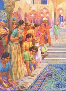 قصر لاك. من كتاب "الإخوة المغامرون"، رسم توضيحي من "قصص الأطفال من الأساطير الهندية"، 1930 (طباعة حجرية ملونة)