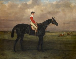 Chippendale-A Racehorse مع الفارس في مضمار سباق نيوماركت ، حوالي 1874 (زيت على قماش) بواسطة هاري هول