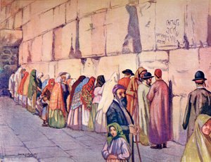 حائط المبكى، القدس، فلسطين، فلسطين، حوالي عام 1910، من كتاب فلسطين الحديثة لريتشارد بينليك نشر عام 1910