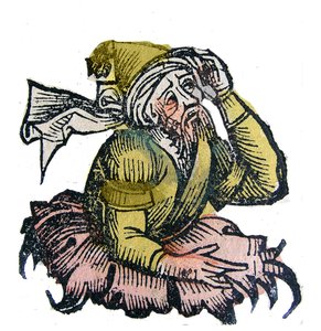 صورة للفيلسوف اليوناني بارمنيد ديلي (بارمنيدس اليوناني) بريقراط. Xylography of "" Chronicles of Nuremberg "" بقلم هارتمان شيدل بواسطة هارتمان شيدل