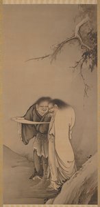 الطاوي الصيني الخالدون ، هان-شان وشيه-تي كانزان وجيتوكو ، عصر ميجي ، 1886. بواسطة هاشيموتو غاهو