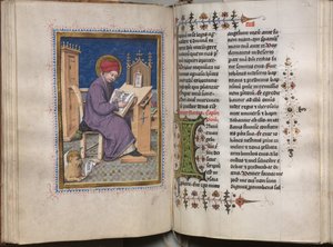 كتاب الإنجيل مع صور الإنجيلي: مزين في البداية بواسطة سيد كتاب المنزل
