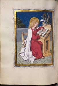 كتاب الإنجيل مع صور الإنجيليين: القديس يوحنا ، ج. 1480. بواسطة سيد كتاب المنزل
