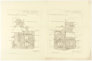 الارتفاعات ، الواجهات الجانبية اليمنى واليسرى ، Castel d&39;Orgeval ، Parc Beausejour ، بالقرب من باريس بواسطة هيكتور غيمارد