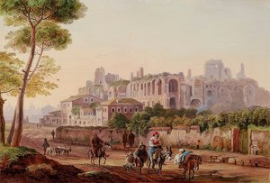 مشهد الشارع الروماني أمام تل بالاتين. 1832 بواسطة هاينريش بيركل