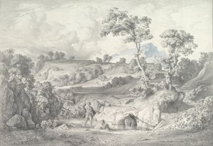 منظر جنوبي مع رجل وثعبان ، 1847. بواسطة هاينريش دريبر