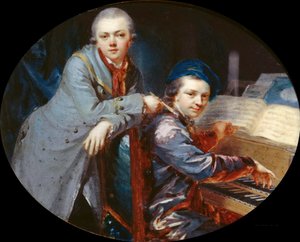 بورتريه ذاتي مع جوتليب كريستيان فوجر ، شقيق الفنانين ، 1768.