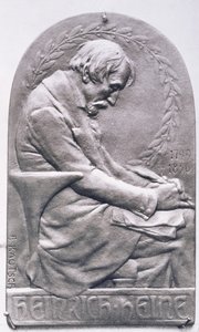 ميدالية بورتريه لهينريش هاينه (1797-1856) (برونزية) (صور من وزن الجسم)