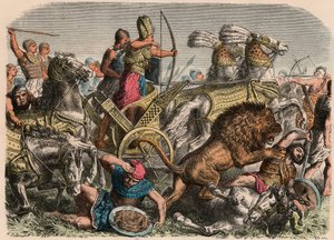 مصر القديمة: فرعون رمسيس الثاني يقاتل ضد أسود حرب الجيش الحيثي في قادش ، 1274 قبل الميلاد ، 1866