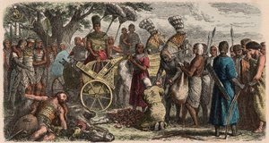 مصر القديمة: أحضر السجناء أمام الفرعون المنتصر رمسيس الثاني ، ليقطعوا أيديهم ، 1866