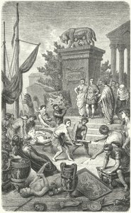 Arrival of Ancient Greek works of art taken to Rome (engraving) بواسطة هاينريش لوتيمان