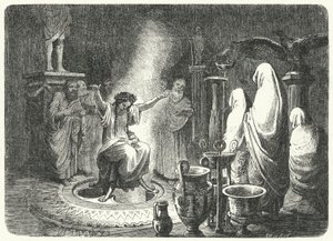Pythia, High Priestess of the Temple of Apollo at Delphi (engraving)