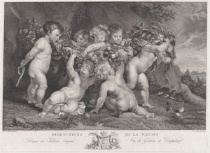 سبعة معجون يحمل إكليل من الفاكهة ، كاليفورنيا. 1780 - 87. بواسطة هاينريش شميتز