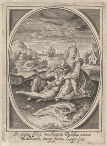 زوجان جالسان على الأرض ، يمسك الرجل بكأس ويتكئ على ... ، كاليفورنيا. 1585-1621. بواسطة هاينريش أولريش