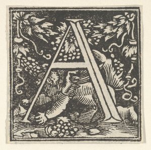 الحرف الأولي A مع putto ، ca. 1538. بواسطة هاينريش فوجثيرر
