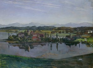 دير Seeon في Oberbayern ، 1892 (زيت على ورق مثبت على بطاقة)