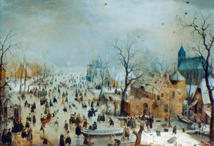مشهد الشتاء مع المتزلجين الجليد ، c1608 بواسطة هندريك أفركامب