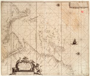 خريطة لأفريقيا والهند وسريلانكا من، حوالي 1680 (مطبوعة)