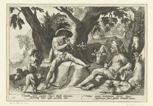 عطارد يعزف على الفلوت لـ Argus Ovid's Metamorphoses (عنوان المسلسل) بواسطة هندريك جولتزيوس (ورشة عمل)