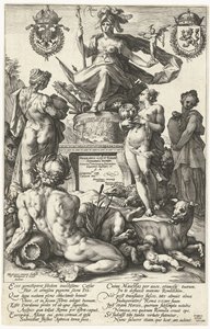 طباعة العنوان لسلسلة الطباعة The Roman Heroes روما (العنوان على الكائن) أبطال الرومان (عنوان المسلسل) بواسطة هندريك جولتزيوس