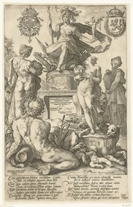 طباعة العنوان لسلسلة الطباعة The Roman Heroes روما (العنوان على الكائن) أبطال الرومان (عنوان المسلسل) بواسطة هندريك جولتزيوس