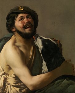ضحك برافو مع كلبه Diogenes ، 1628.