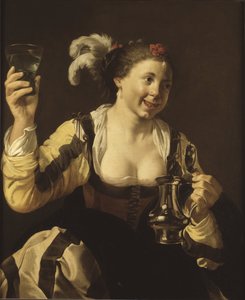 فتاة تحمل كأسًا (le gout ، serie des cinq sens) - فتاة تمسك كأسًا (Taste. from the Series "" The Five Senses ") ، بواسطة Terbrugghen ، Hendrick Jansz (1588-1629). زيت على قماش