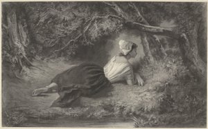 فتاة ترقد تحت الأشجار بجانب الماء بواسطة Hendrik Adriaan Christiaan Dekker