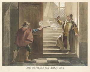 اغتيال وليم أورانج ، 1584 وفاة وليام أورانج 1584 (العنوان على وجوه) بواسطة هندريك ألبرت فان تريجت