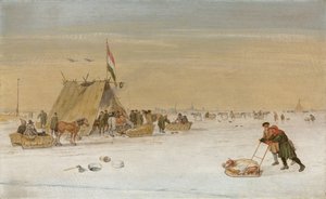 منظر شتوي مع أشكال على الجليد بواسطة خيمة koek-en-zopie