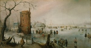 تزلج بالقرب من مدينة، حوالي 1610-1620 (زيت على قماش)