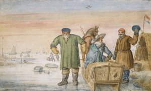 رجلان عجوزان بجانب زلاجة تحمل شعار النبالة في أمستردام وأوتريخت ، 1620-1633