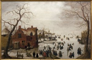 مشهد الشتاء - رسم هندريك أفيركامب (1585-1634) ، زيت على خشب ، حوالي 1620 (مشهد الشتاء ، بواسطة هندريك أفركامب ، زيت على لوحة ، حوالي 1620) - متحف إيفورا (البرتغال)