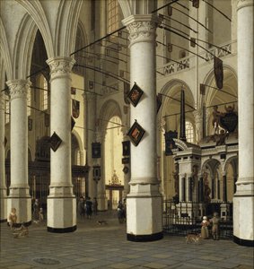 Interior de la nouvelle eglise de Delft - التصميم الداخلي لـ Nieuwe Kerk ، Delft ، بواسطة Vliet ، Hendrick Cornelisz. من (1611-1675). زيت على خشب. الأبعاد: 41 * 39 سم. المتحف الوطني ستوكهولم