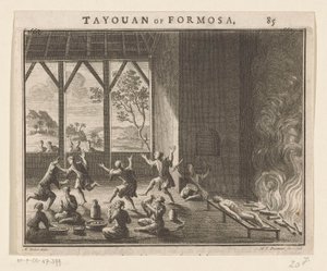 جزء من طقوس الدفن لسكان فورموزا طيوان فورموزا (العنوان على الكائن) بواسطة ماتيس بالين (1684 1766) (منسوب إلى)