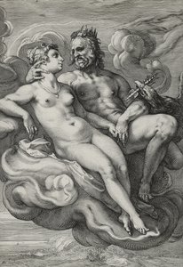 المشتري وجونو ، c.1593-94 (النقش على ورق مسدود) بواسطة هندريك جولتزيوس