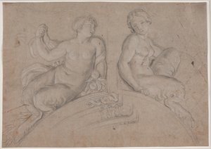 شخصيتان من الساتير (fauns) على قوس مقطعي بواسطة هنريك كروك