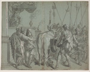 يحيط الطاغية Phalarus of Agrigento النحات Parillus في ثوره البرونزي المتوهج بواسطة هنريك كروك