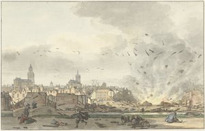 انفجار كرويثويس في دلفت ، 12 أكتوبر 1654 بواسطة هندريك دي وينتر (توقيع الفنان)