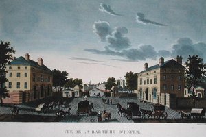 The Barriere d'Enfer ، حوالي 1815-20 (نقش ملون) بواسطة هنري (بعد) Courvoisier Voisin