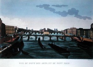 جسر الفنون و Pont Neuf ، حوالي 1815-20 (نقش ملون) بواسطة هنري (بعد) Courvoisier Voisin