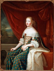 Portrait en pied de Marie Therese d'Austria (1638-1683)، Queen of France Painting de l'atelier de Charles Beaubrun (1604-1692) القرن السابع عشر فلورنسا ، جاليريا بالاتينا. - بورتريه ماريا تيريزا من إسبانيا (1638-1683) ملكة فرنسا. الرسم بواسطة مسمار بواسطة هنري (دائرة) بوبرون