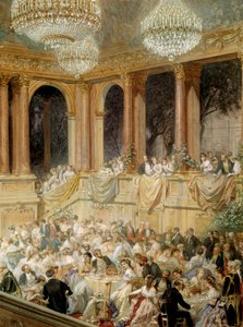 يعطي الاستقبال إلى التويلري من قبل نابليون الثالث. لوحة مائية لهنري بارون (1816-1885) بواسطة هنري بارون