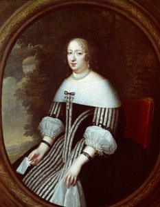 صورة آن النمسا (1601-1666) ريجينت في لباس الأرملة لوحة تشارلز بوبرون (1604-1692) وهنري بوبرون (1603-1677) القرن السابع عشر صن. 1.8x1 م فرساي ، متحف القصر