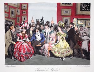 Chaussée d&39;Antin ، رسم توضيحي من "Six Quartiers de Paris" بواسطة Henri Monnier ، طبع بواسطة FS Delpech ، حانة. باريس ، c.1828 (ليثو ملون)