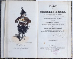 الجزء الأمامي من كتاب "L&39;Art de Donner A Diner" ، الذي نشره Honore de Balzac (1799-1850) ، 1828