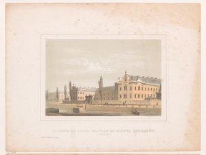 منظر لثكنات Klein Kasteeltje والمستودع الجديد في بروكسل Caserne du petit chateau et nouvel exchanôt، a Bruxelles (العنوان على الكائن) بواسطة هنري بوريمانس