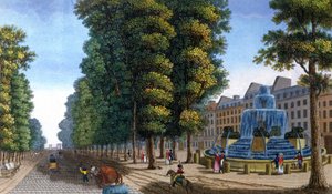 النافورة، شارع سانت مارتن، حوالي 1810-1820 (نقش) بواسطة Henri Courvoisier-Voisin