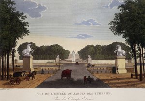 مدخل حديقة التويلري منظر لشارع الشانزليزيه ، حوالي عام 1820 - في "" Vues de Paris "بواسطة Courvoisier بواسطة Henri Courvoisier-Voisin